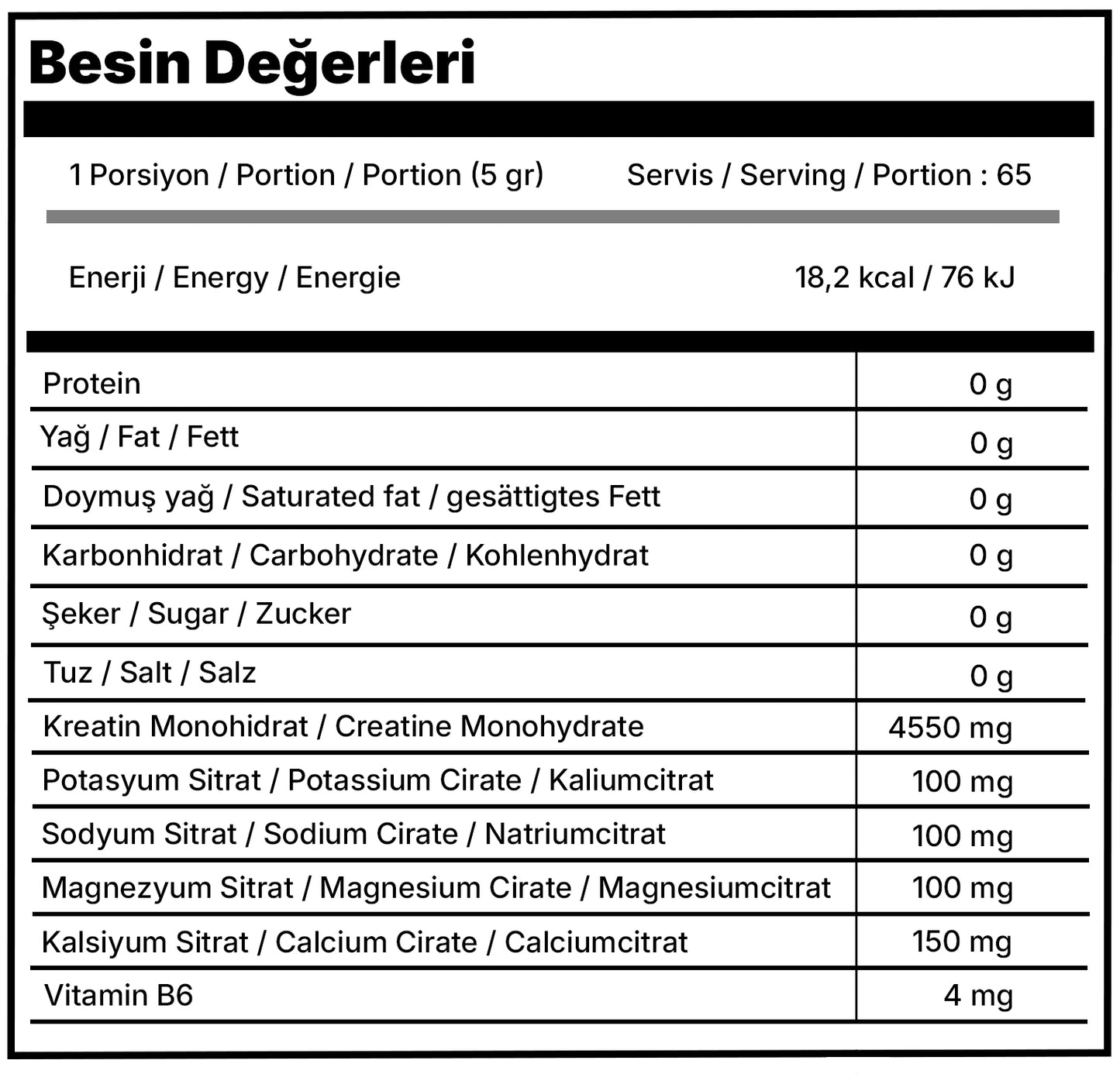 CREATINE MONOHIDRATE Be Creative Aromasız 325 gr