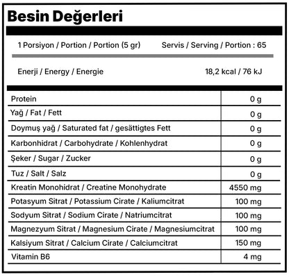 CREATINE MONOHIDRATE Be Creative Aromasız 325 gr